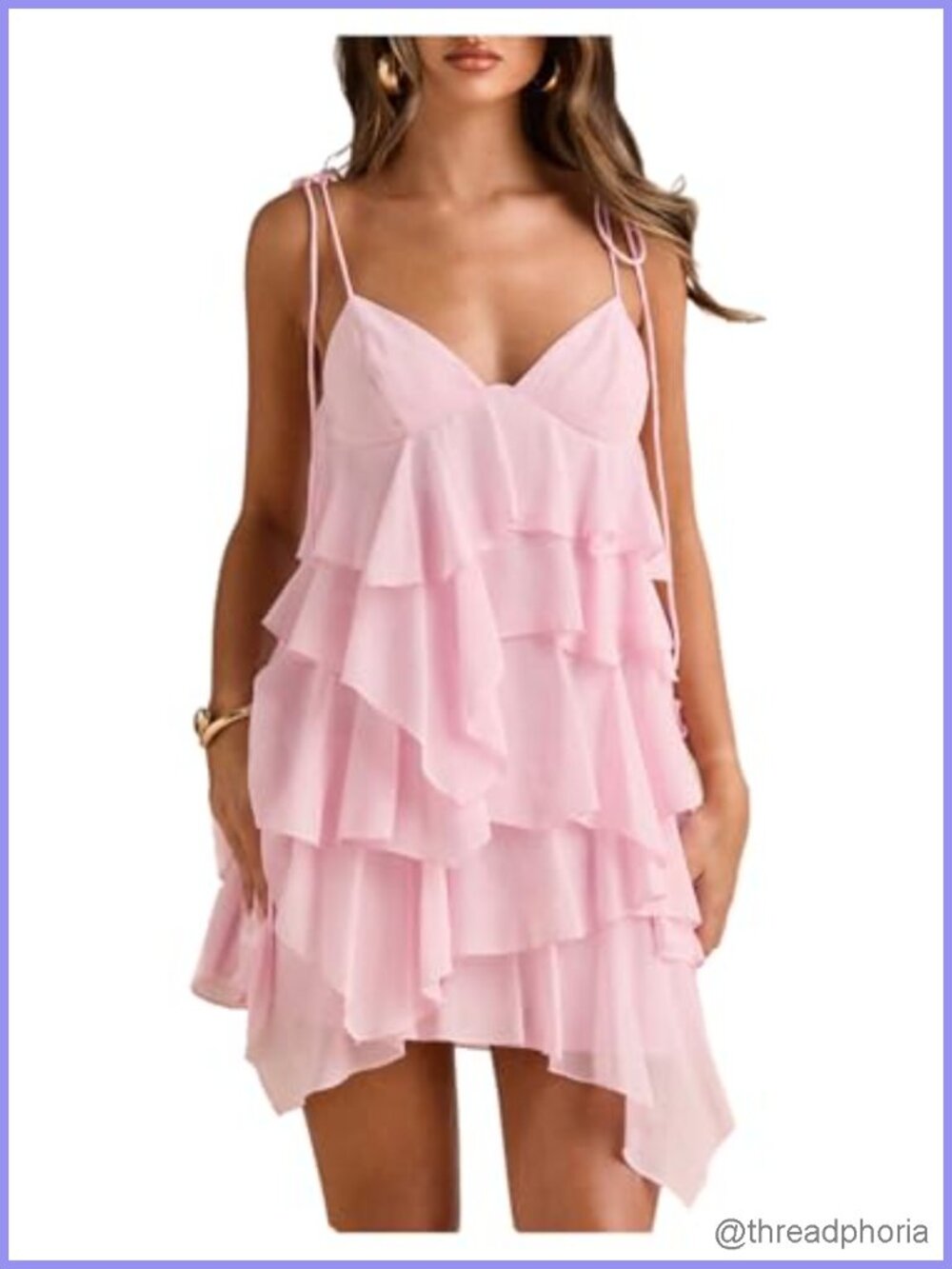 Floerns Ruffle Mini Dress Tie Shoulder Sleeveless Cocktail Sundress
